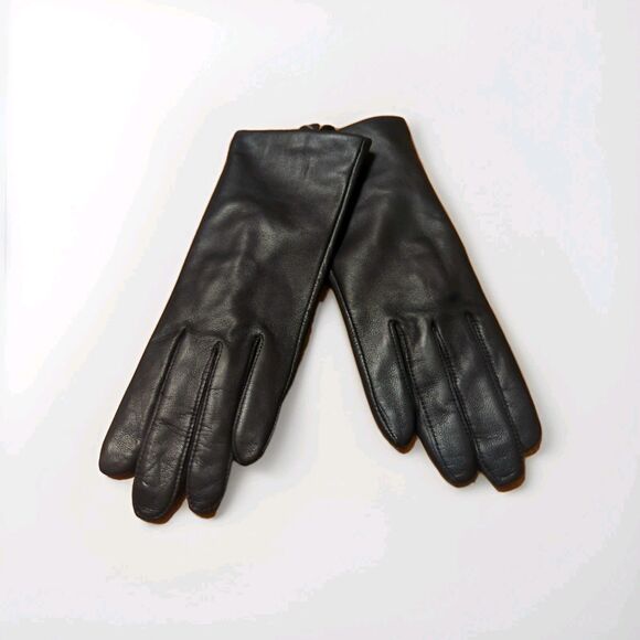 Lands End EZ Touch Screen Cashmere Lined Leather Gloves Womens Small Blue - Picture 1 of 9